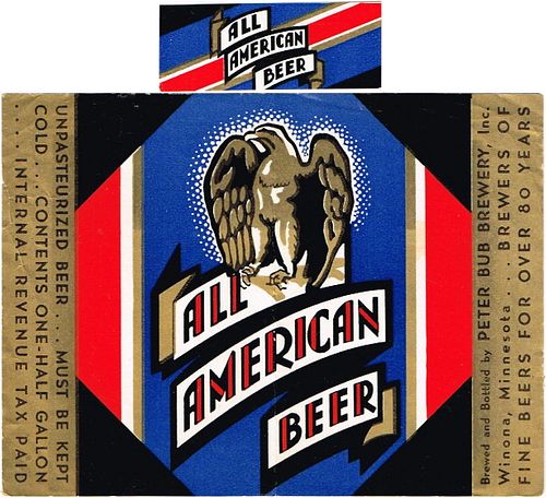 1943 All American Beer Half Gallon Picnic CS105-05 Winona Minnesota