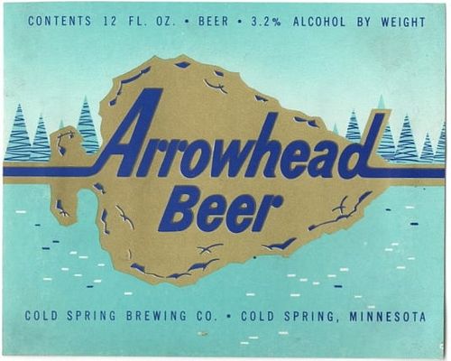 1969 Arrowhead Beer 12oz Cold Spring Minnesota