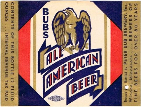 1941 Bub's All American Beer 12oz CS105-02 Winona Minnesota