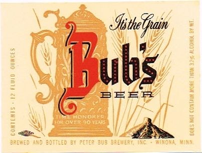 1954 Bub's Beer 12oz Winona Minnesota