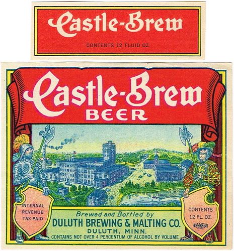 1938 Castle Brew Beer 12oz CS77-24 Duluth Minnesota