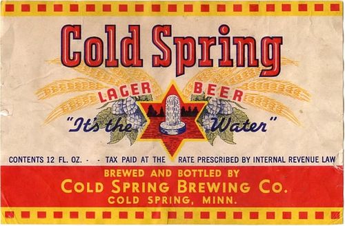 1937 Cold Spring Lager Beer 12oz CS75-19 Cold Spring Minnesota