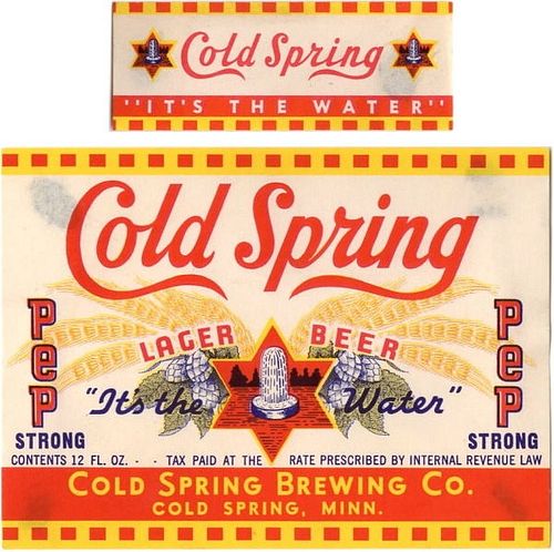 1938 Cold Spring Lager Beer 12oz CS75-22 Cold Spring Minnesota