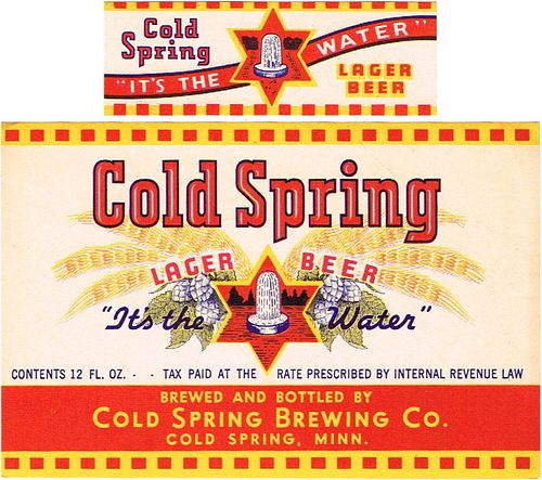 1937 Cold Spring Lager Beer Dupe 12oz CS75-19 Cold Spring Minnesota