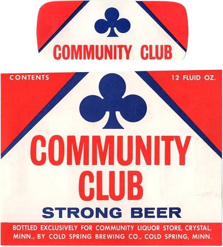 1969 Community Club Beer 12oz Cold Spring Minnesota