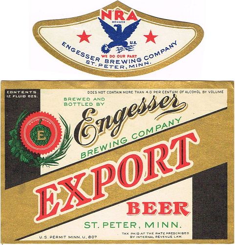 1933 Engesser Export Beer 12oz CS103-12 Saint Peter Minnesota