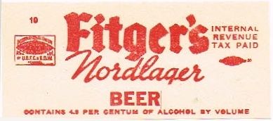 1939 Fitger's Nordlager Beer CS79-X Unpictured Duluth Minnesota