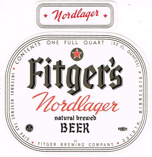 1938 Fitger's Nordlager Beer 32oz One Quart CS79-12 Duluth Minnesota