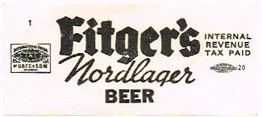 1939 Fitger's Nordlager Beer No Ref. Keg or Case Label CS79-X Unpictured Duluth Minnesota