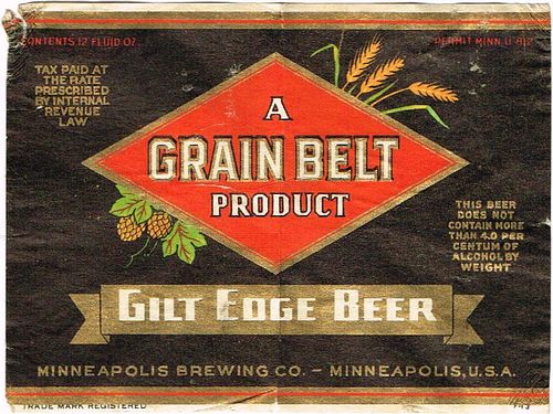 1934 Gilt Edge Beer 12oz CS91-20 Minneapolis Minnesota