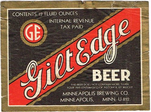 1937 Gilt Edge Beer 12oz CS91-21 Minneapolis Minnesota