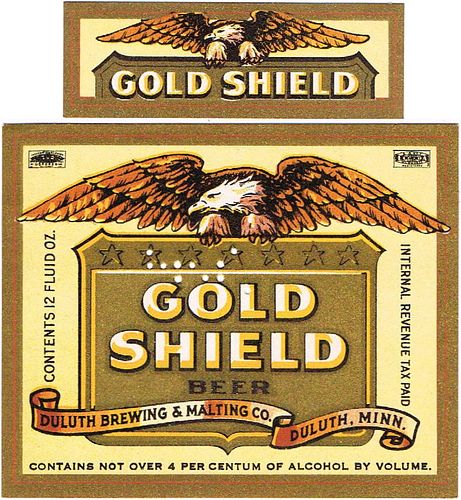 1937 Gold Shield Beer 12oz CS78-01 Duluth Minnesota
