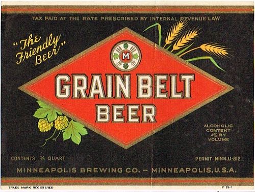 1939 Grain Belt Beer 24oz CS91-12 Minneapolis Minnesota