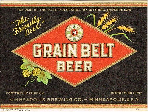 1939 Grain Belt Beer Dupe 12oz CS91-12 Minneapolis Minnesota