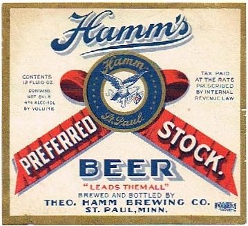 1937 Hamm's Preferred Stock Beer 12oz CS99-20 Saint Paul Minnesota
