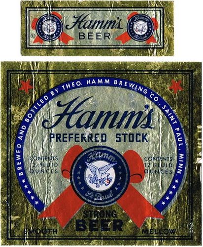 1946 Hamm's Preferred Stock Beer 12oz CS100-12 Saint Paul Minnesota