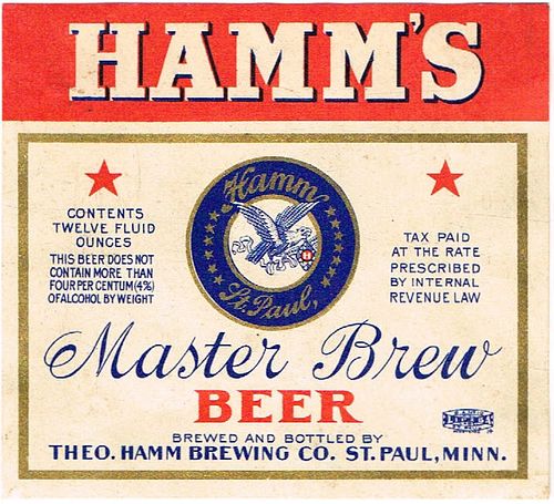 1937 Hamm's Master Brew Beer 12oz CS100-06 Saint Paul Minnesota