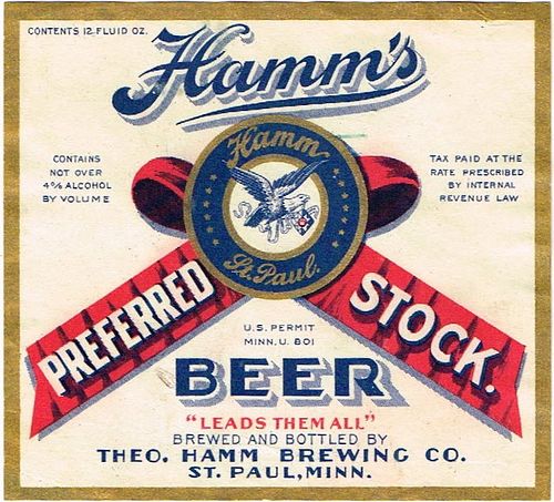 1935 Hamm's Preferred Stock Beer 12oz CS99-17 Saint Paul Minnesota