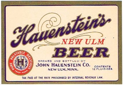 1936 Hauenstein's New Ulm Beer 12oz CS93-09 New Ulm Minnesota
