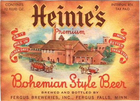 1938 Heinie's Beer 12oz CS83-12 Fergus Falls Minnesota