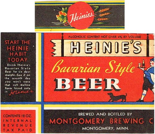 1934 Heinie's Bavarian Style Beer 12oz CS92-23 Montgomery Minnesota