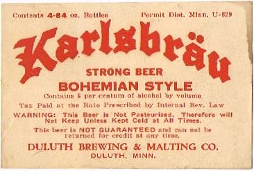 1940 Karlsbrau Beer CS77-X Unpictured Duluth Minnesota