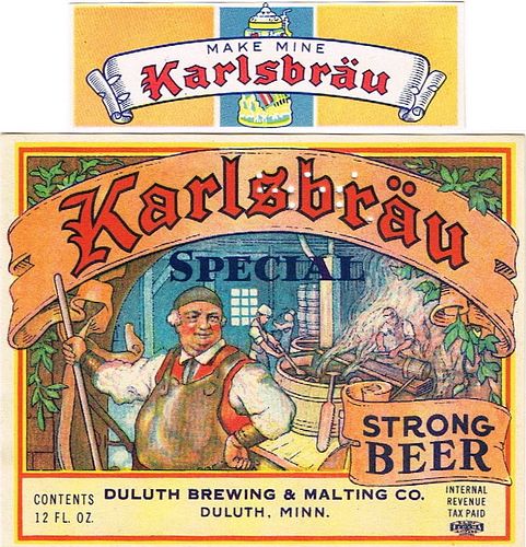 1948 Karlsbrau Special Beer 12oz CS77-21 Duluth Minnesota
