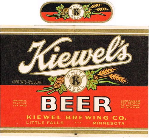 1936 Kiewel's Beer 24oz CS85-X Unpictured Little Falls Minnesota