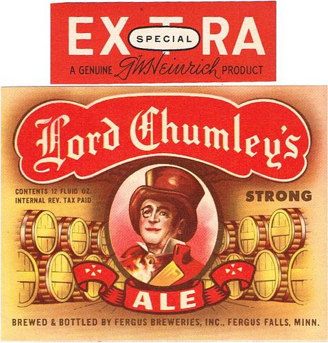 1942 Lord Chumley's Ale 12oz CS83-09 Fergus Falls Minnesota