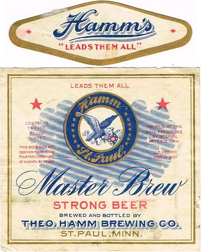 1939 Master Brew Beer 12oz CS100-03v Saint Paul Minnesota