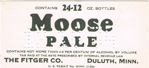 1933 Moose Pale Beer No Ref. Keg or Case Label CS79-X Unpictured Duluth Minnesota