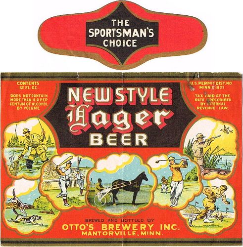 1933 New Style Lager Beer 12oz CS87-01 Mantorville Minnesota