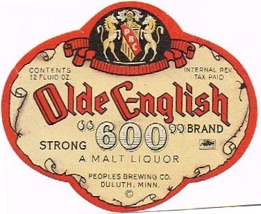 1947 Olde English "600" Malt Liquor 12oz CS81-01 Duluth Minnesota