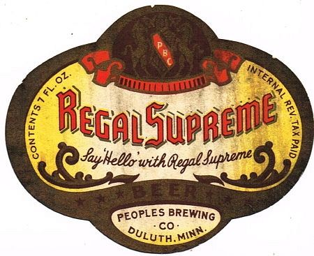 1939 Regal Supreme Beer 7oz CS81-05 Duluth Minnesota