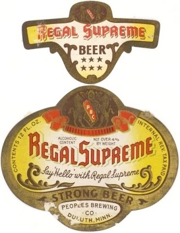 1939 Regal Supreme Beer 12oz CS81-05 Duluth Minnesota