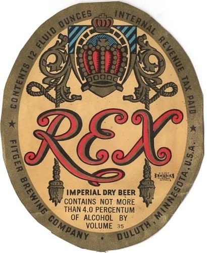1937 Rex Imperial Dry Beer 12oz CS79-21 Duluth Minnesota