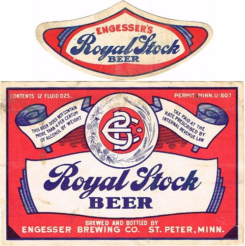 1933 Royal Stock Beer 12oz CS103-23 Saint Peter Minnesota