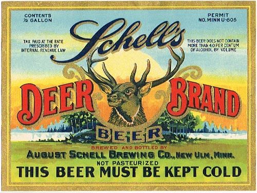 1934 Schell's Deer Brand Beer Half Gallon Picnic CS94-11 New Ulm Minnesota