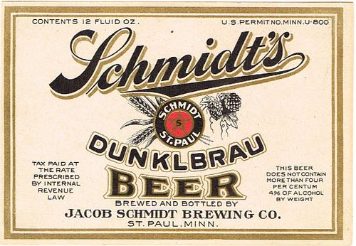1933 Schmidt's Dunklbrau Beer 12oz CS101-25v2 Saint Paul Minnesota