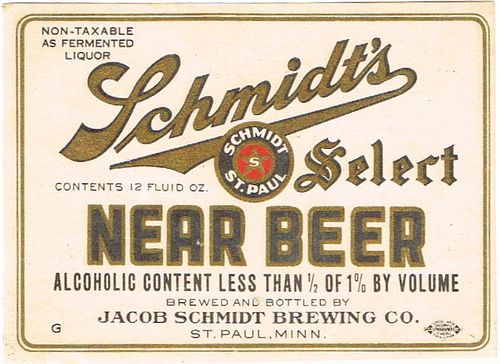 1940 Schmidt's Select Near Beer 12oz CS101-16 Saint Paul Minnesota