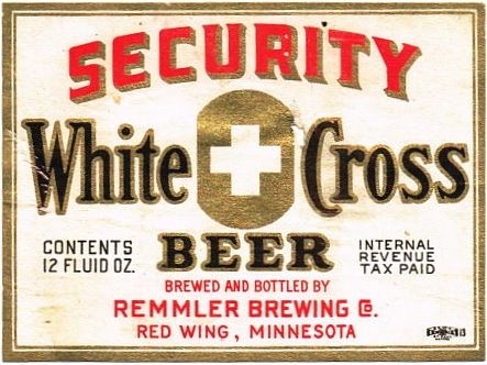 1937 Security White Cross Beer 12oz CS95-21 Red Wing Minnesota