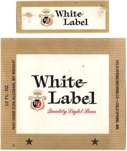 1968 White Label Beer 12oz Cold Spring Minnesota