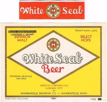 1934 White Seal Beer 32oz One Quart CS91-19 Minneapolis Minnesota