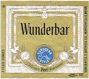 1962 Wunderbar Beer 7oz Minneapolis Minnesota