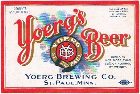 1939 Yoerg's Beer 12oz CS102-20 Saint Paul Minnesota