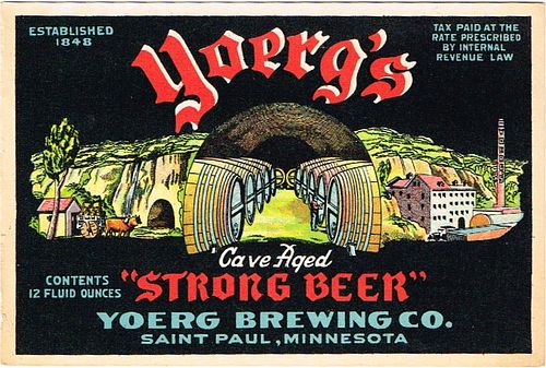 1936 Yoerg's Beer Dupe 12oz CS102-17V Saint Paul Minnesota