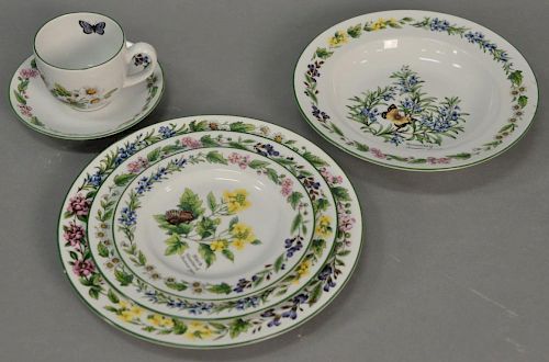 Set of Royal Worcester "Herb" porcelain dinnerware to include (12) dinner plates, (22) luncheon plates, (19) bread plates, (2