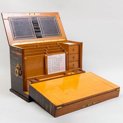 Victorian Gilt-Metal Coromandel Traveling Writing Desk 