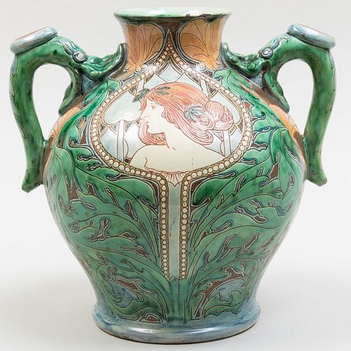 Della Robbia Pottery Two Handle Vase