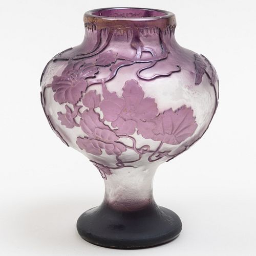 Burgun & Schverer Wheel Carved Cameo Glass Vase